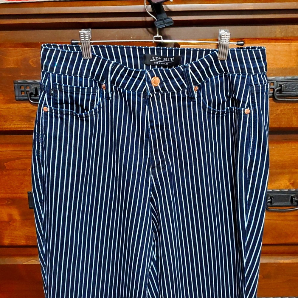 Judy Blue Women's Striped Blue Jeans